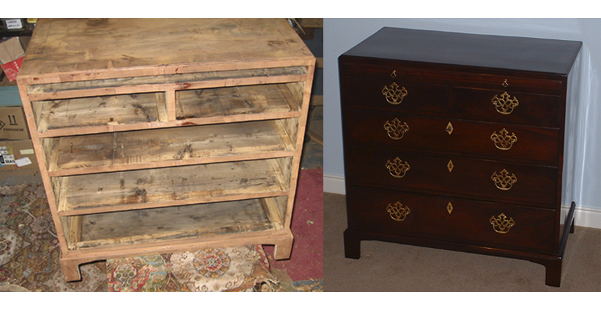 Before and after photos of a chest of drawers