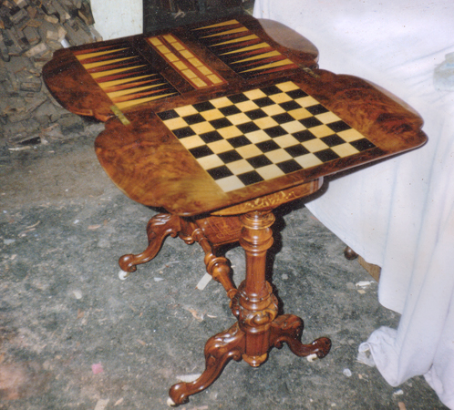 Photo of restored backgammon and chess table